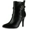 thumbnail image 1 of Unique Bargains Pointy Toe Elastic Cross Straps Stiletto Heel Ankle Boot for Women Black 9, 1 of 5