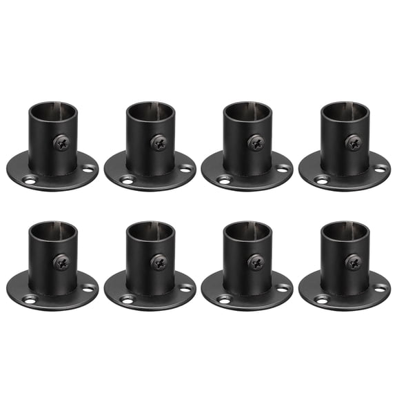 Unique Bargains Pole Sockets Flange Rod Holder Bracket Support Black 0.77" 8Pcs