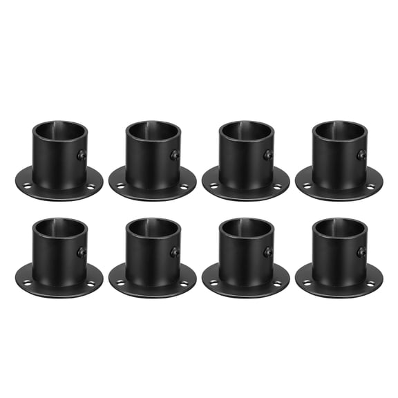 Unique Bargains Pole Sockets Flange Rod Holder Bracket Support Black 1.28" 8Pcs