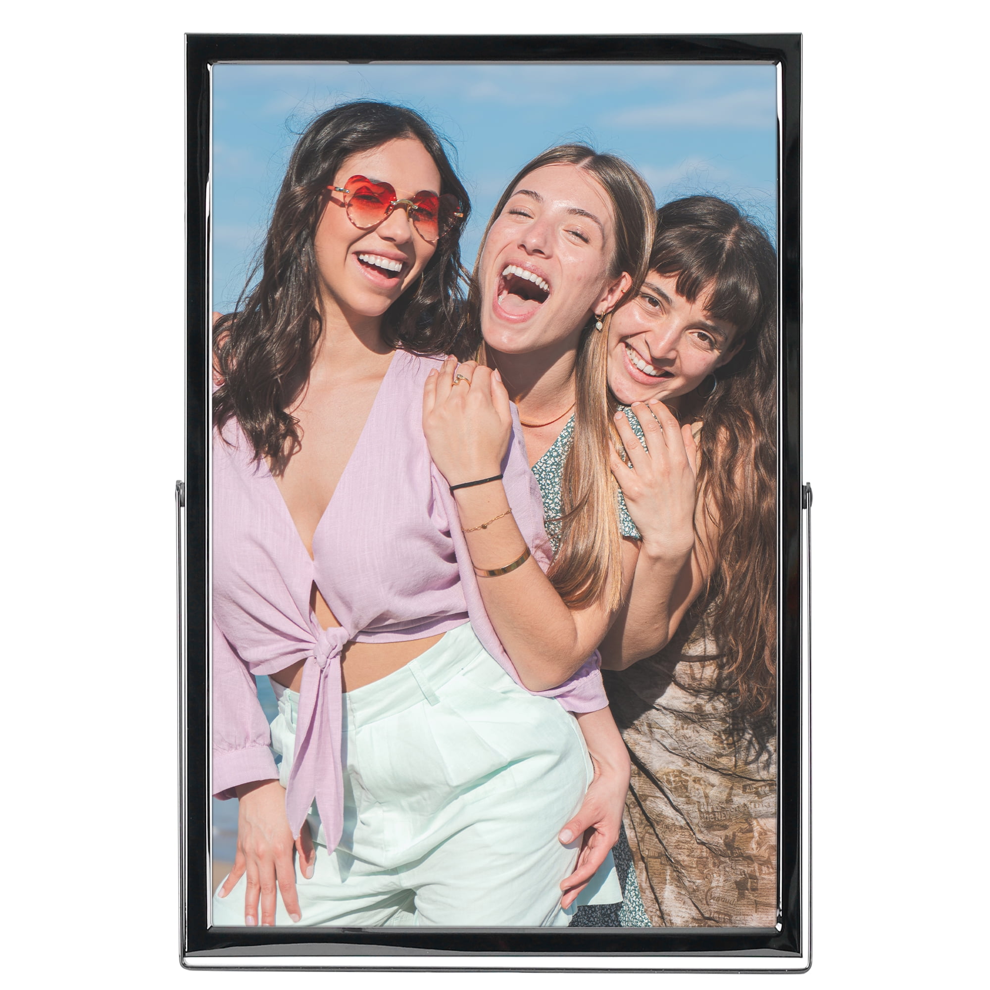 Unique Bargains Polished Metal Glass Picture Frames for Photo and Poster Black 4x6"
