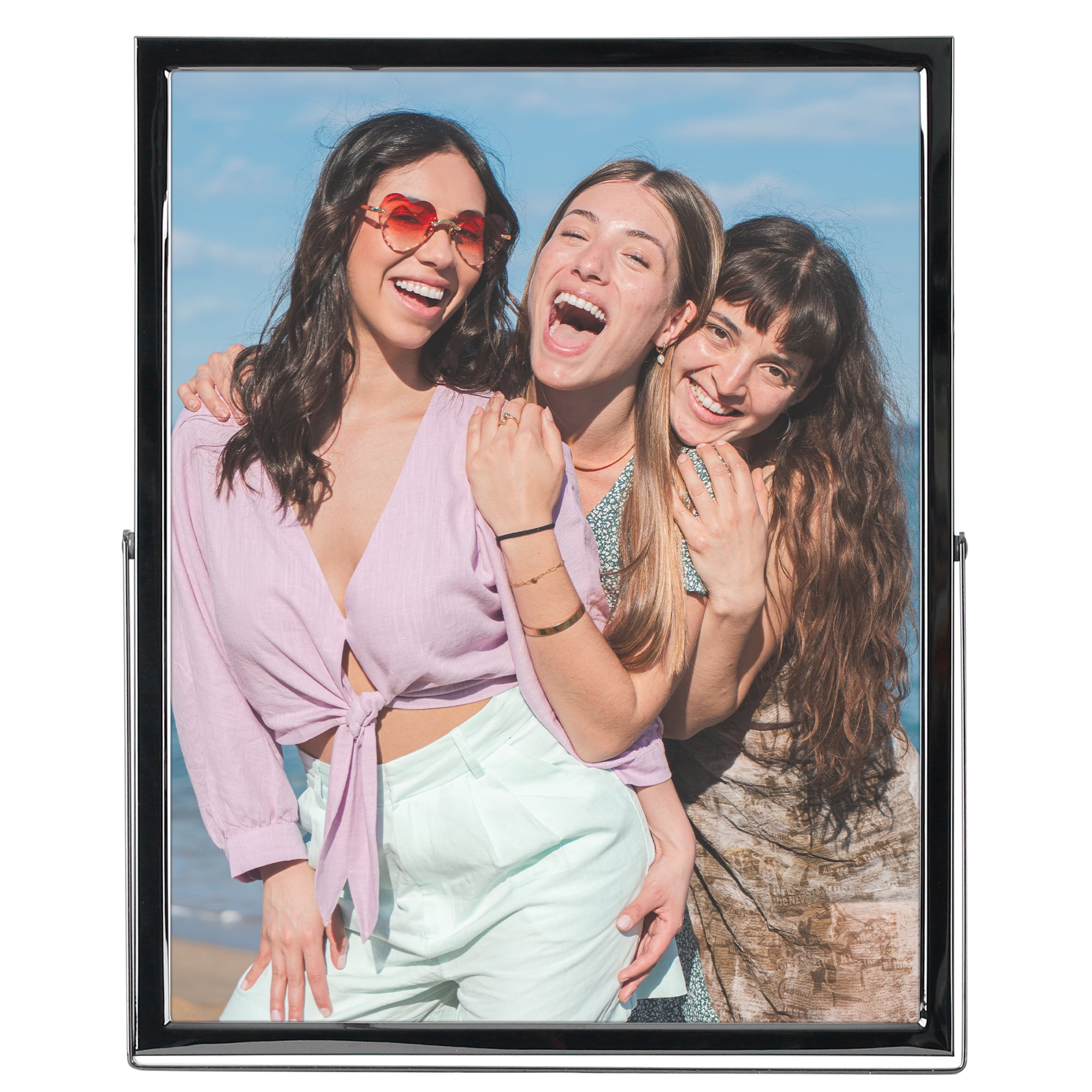 Unique Bargains Polished Metal Glass Picture Frames for Photo and Poster Black 8x10"