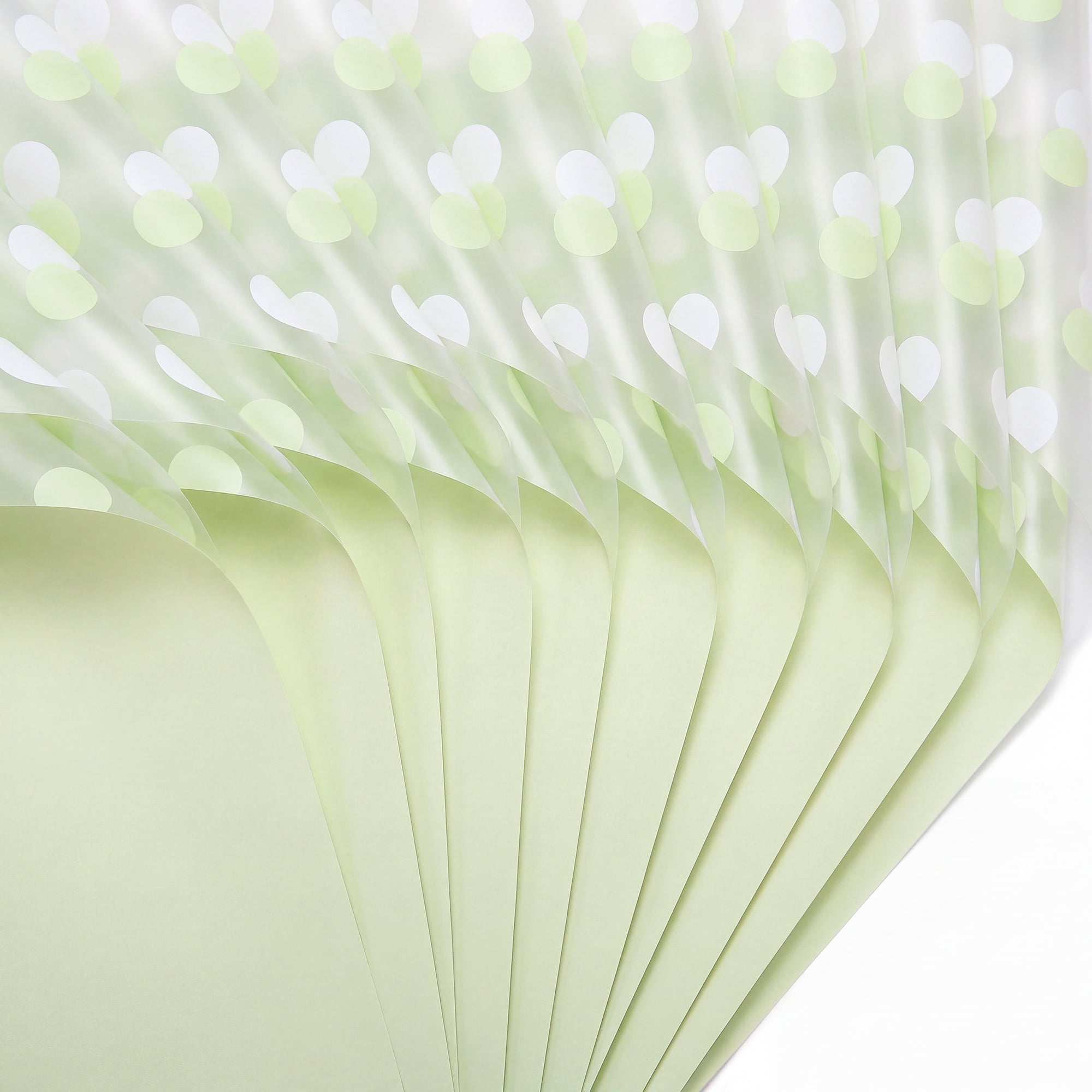 Unique Bargains Polka Dot Waterproof Flower Wrapping Paper Sheets Green 22.4"x 22.4"