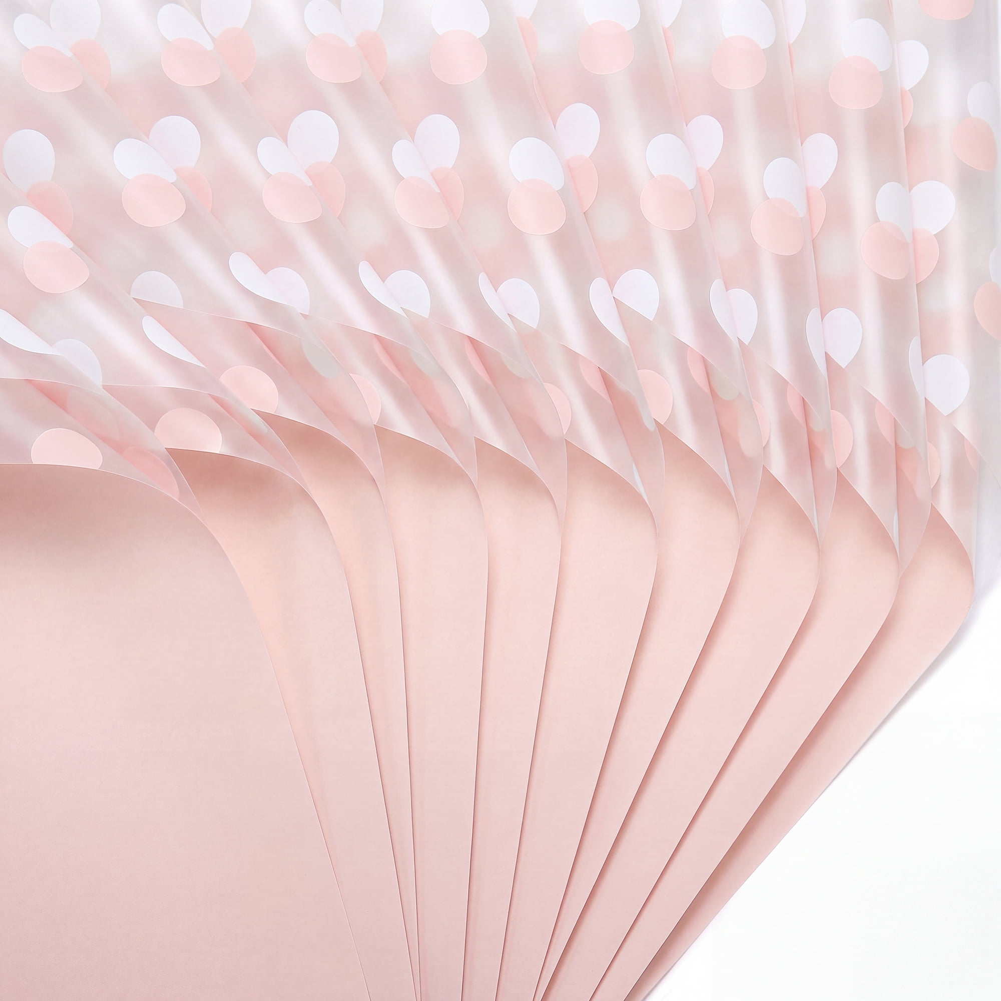 Unique Bargains Polka Dot Waterproof Flower Wrapping Paper Sheets Pink 22.4"x 22.4"