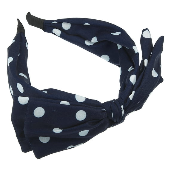 Unique Bargains Polka Dots Wide Bow Headbands Fashion Hair Hoop Blue with Bow Knotted for Girl Women