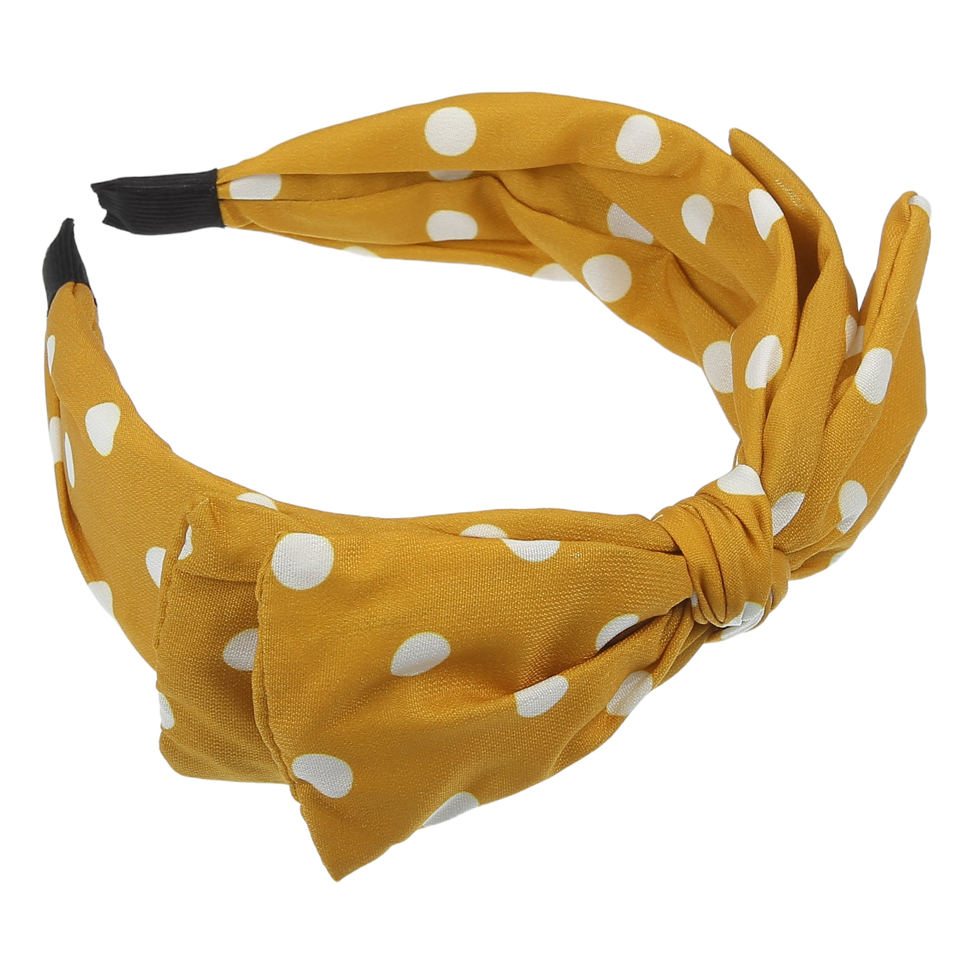 Unique Bargains Polka Dots Wide Bow Headbands Fashion Hair Hoop Yellow ...