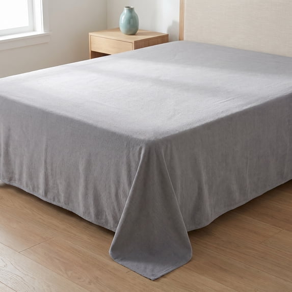 Unique Bargains Polyester Bed Sheet Soft Flat Sheet Wrinkle Bedding Light Gray 91"x96"