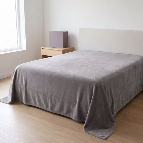 Unique Bargains Polyester Bed Sheet Soft Flat Sheet Wrinkle Bedding Smoky Gray 91"x96"