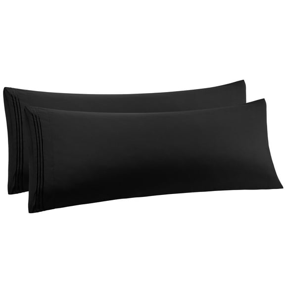 Unique Bargains Polyester Body Pillowcases 2 Pcs with Envelop Black 20"x54"