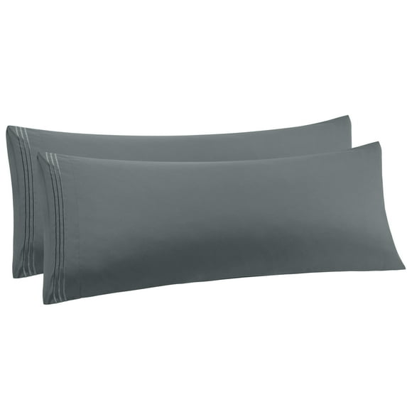 Unique Bargains Polyester Body Pillowcases 2 Pcs with Envelop Dark Gray 20"x48"