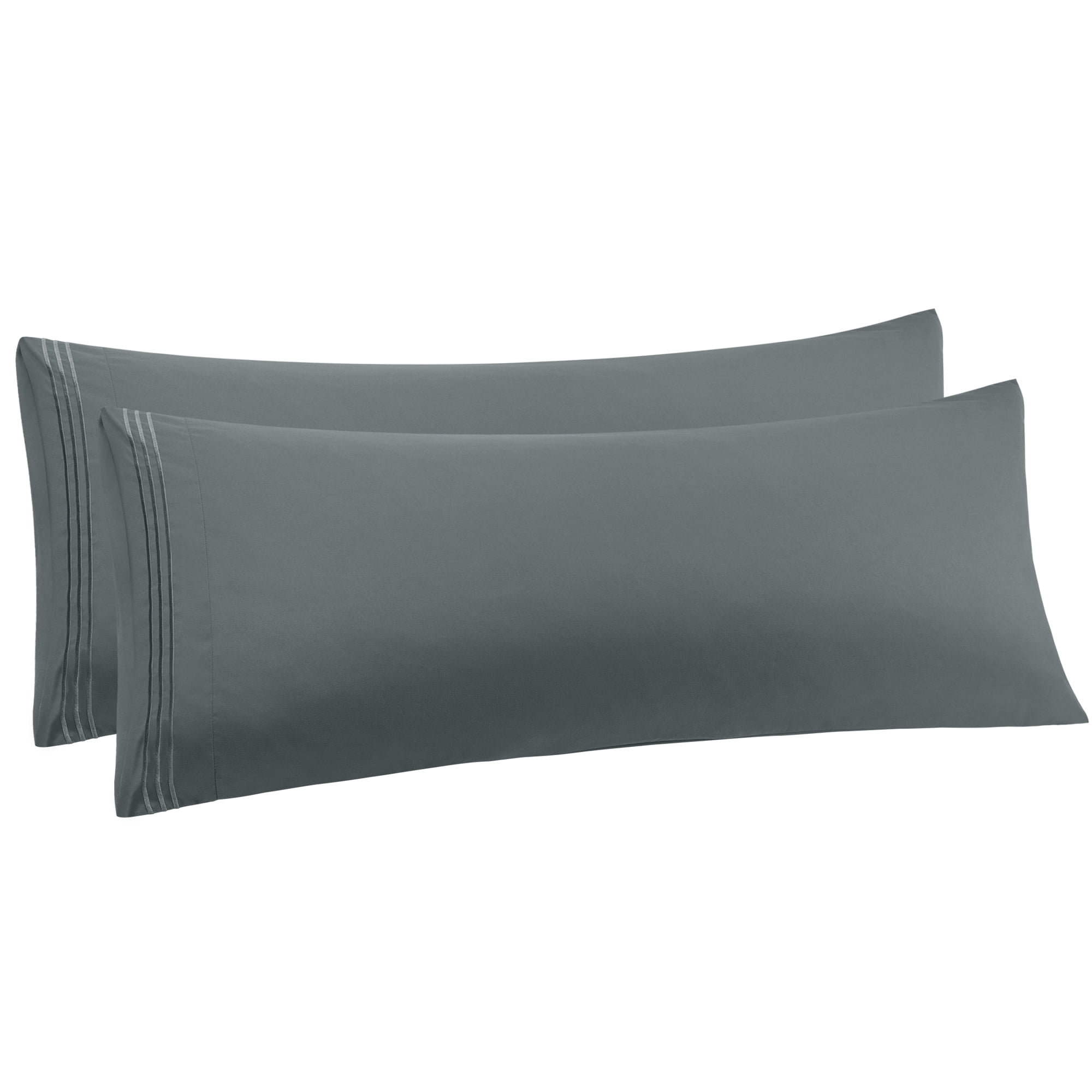 Unique Bargains Polyester Body Pillowcases 2 Pcs with Envelop Dark Gray 20"x54"
