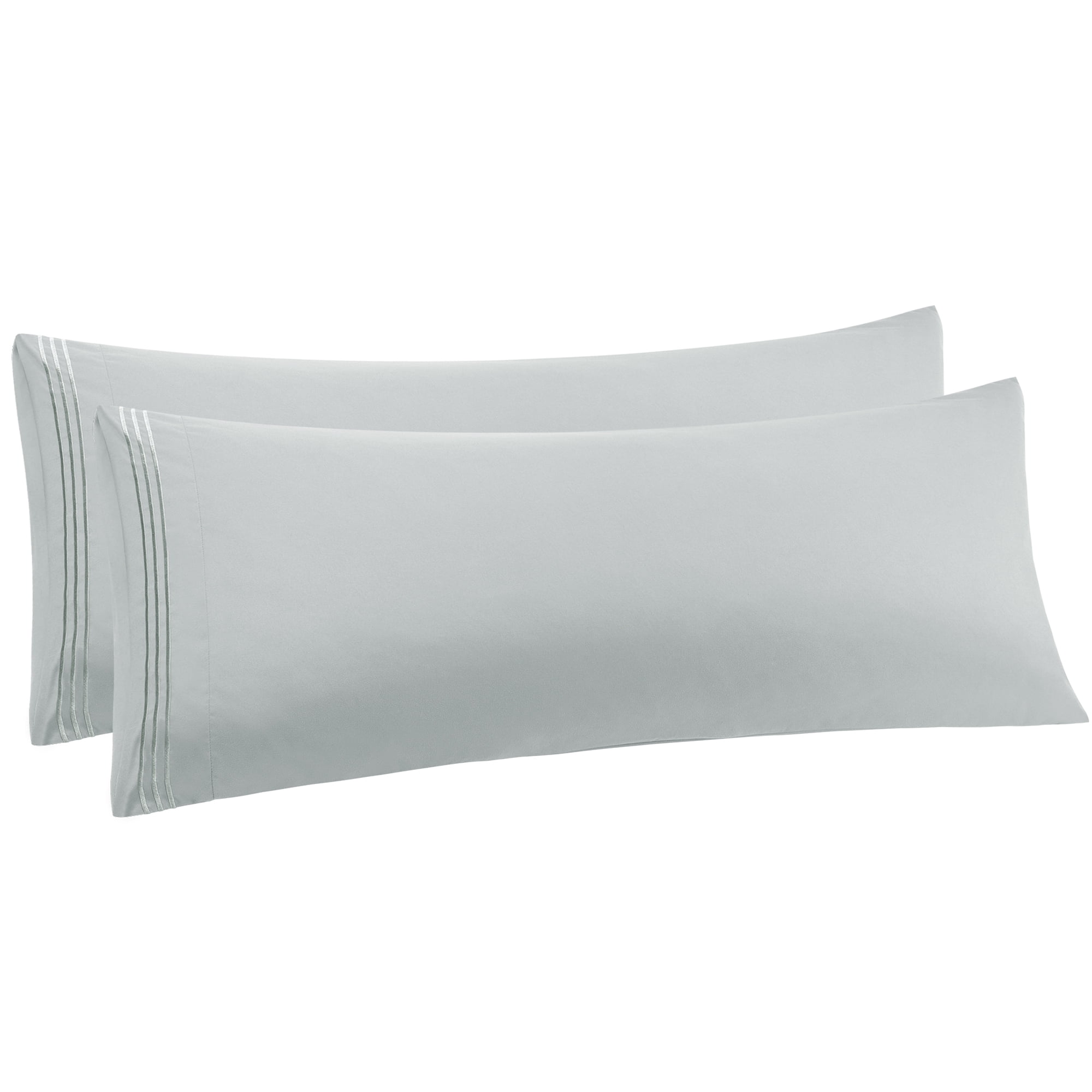 Unique Bargains Polyester Body Pillowcases 2 Pcs with Envelop Light Gray 20"x48"