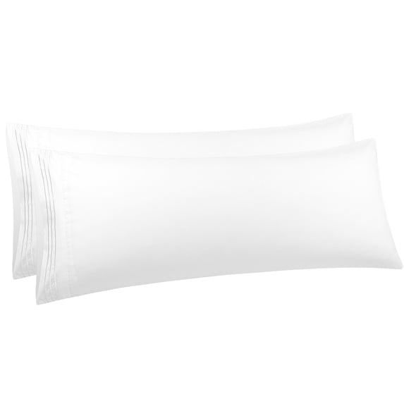 Unique Bargains Polyester Body Pillowcases 2 Pcs with Envelop White 20"x54"
