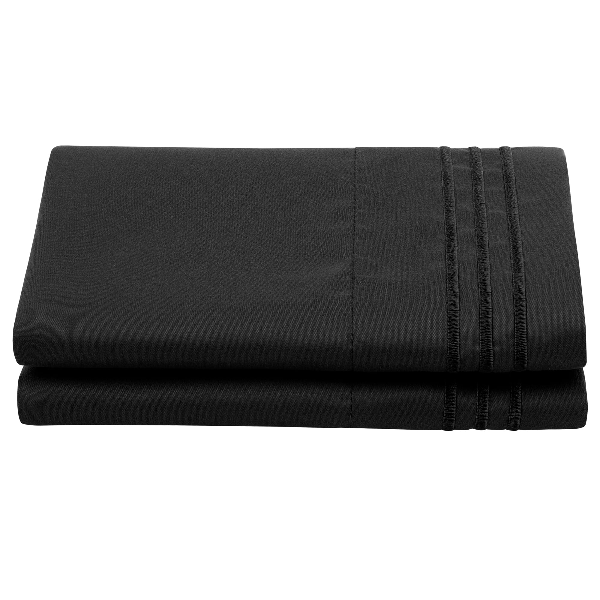 Unique Bargains Polyester Microfiber Soft With Zipper Pillowcases 2 Pcs Black King