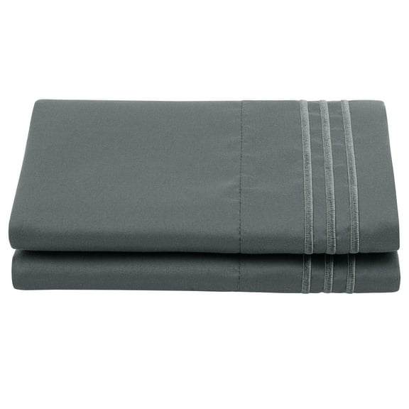 Unique Bargains Polyester Microfiber Soft With Zipper Pillowcases 2 Pcs Dark Gray Euro