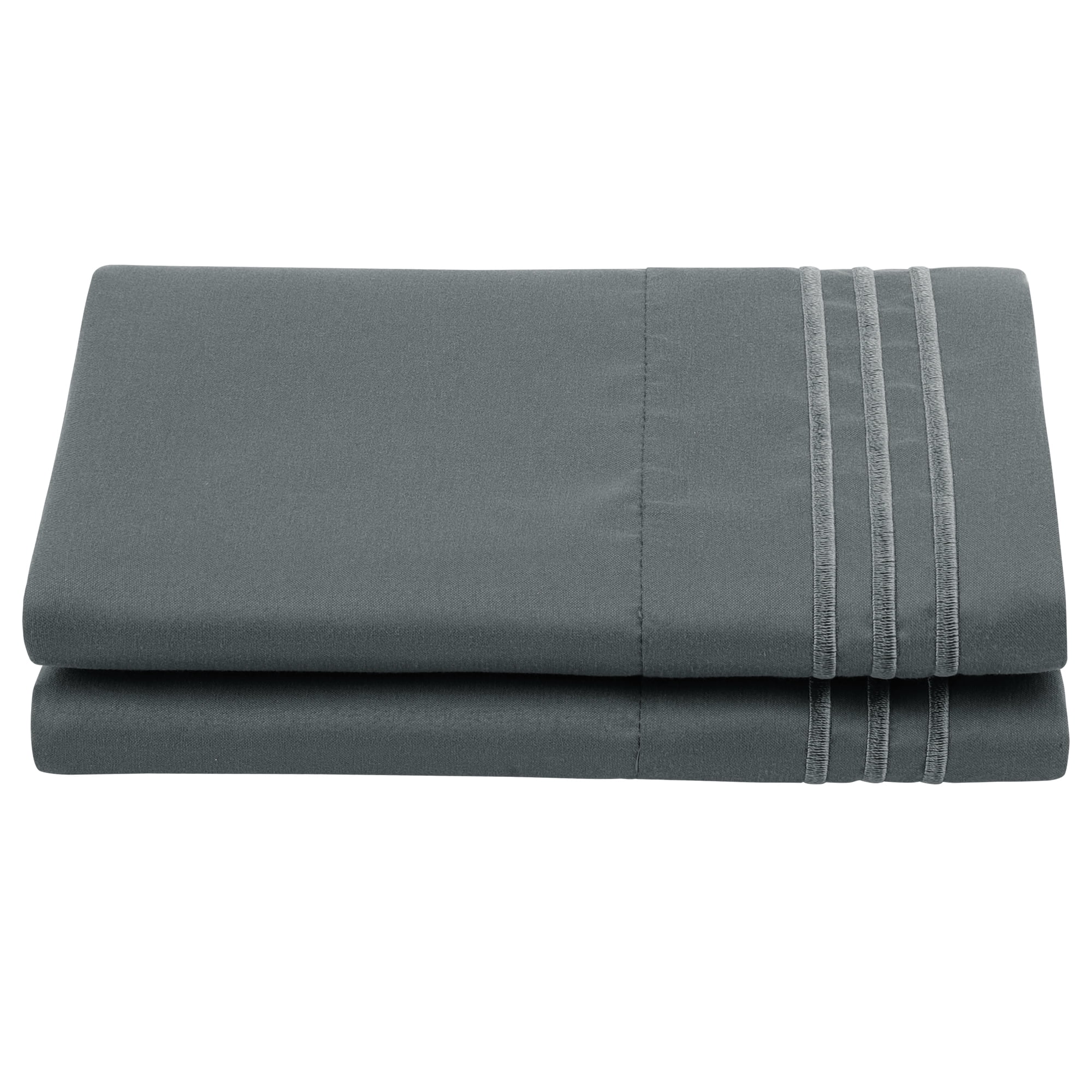 Unique Bargains Polyester Microfiber Soft With Zipper Pillowcases 2 Pcs Dark Gray Standard
