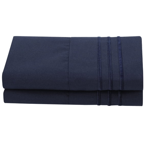 Unique Bargains Polyester Microfiber Soft With Zipper Pillowcases 2 Pcs Navy King