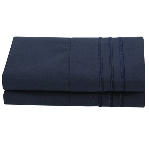 Unique Bargains Polyester Microfiber Soft With Zipper Pillowcases 2 Pcs Navy Standard