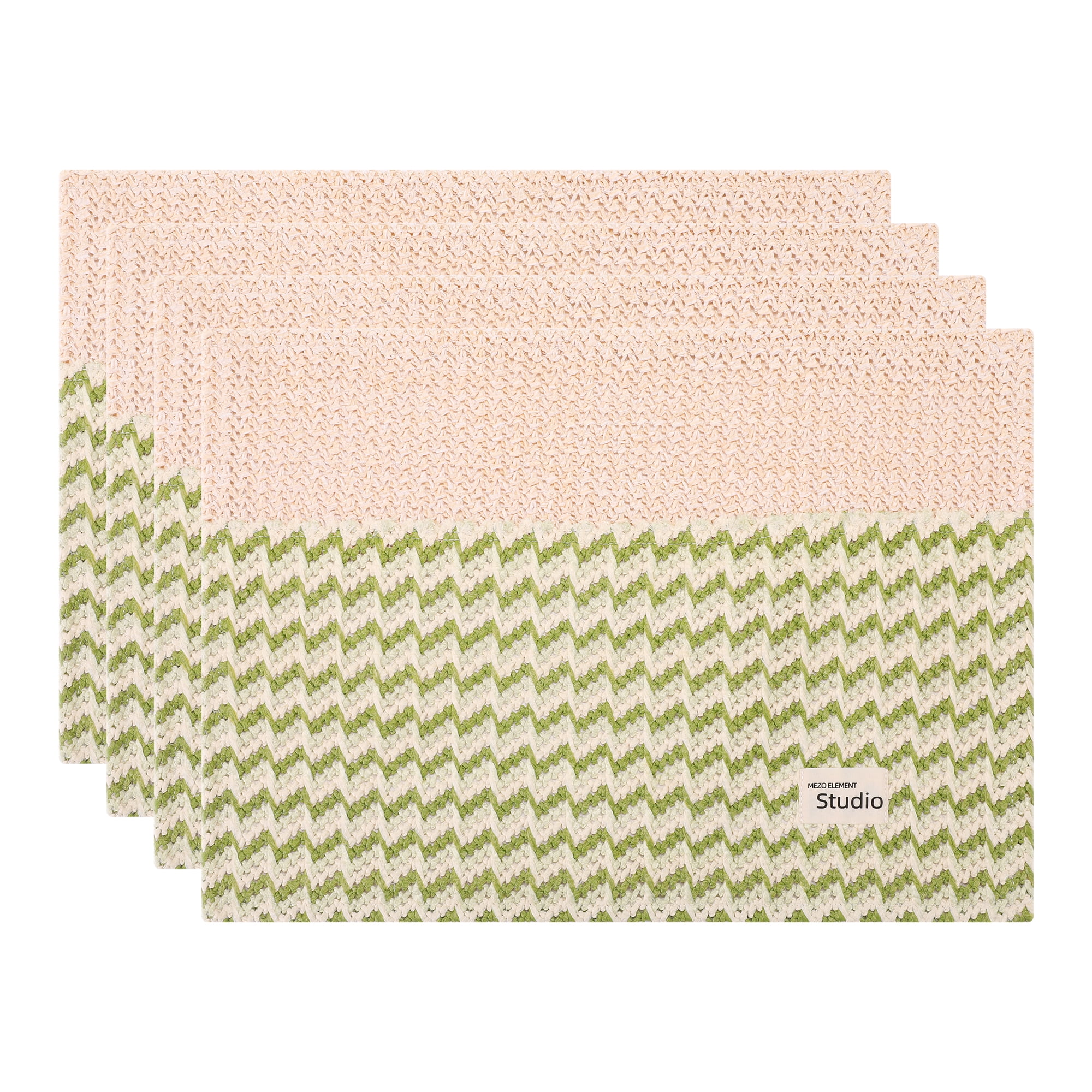 Unique Bargains Polyester Rectangular Placemats 4pcs Green 17.7"x11.8"