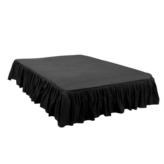Unique Bargains Polyester Ruffled 14" Drop Bed Skirt Queen Black