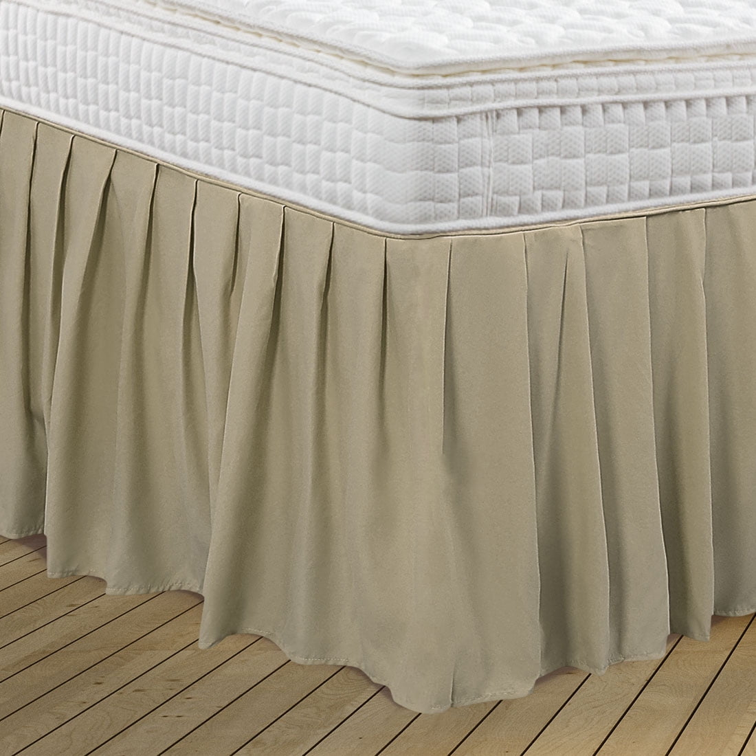 Unique Bargains Polyester Ruffled Bed Skirt with 16" Drop Full Khaki