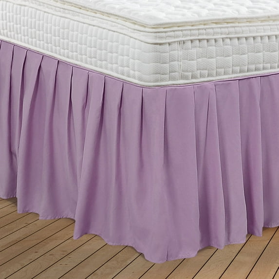 Unique Bargains Polyester Ruffled Bed Skirt with 16" Drop Twin Light Purple