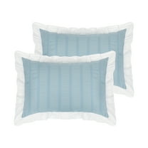 Unique Bargains Polyester Ruffles Pleated Pillow Shams Set of 2 with Envelope Closure Blue Queen