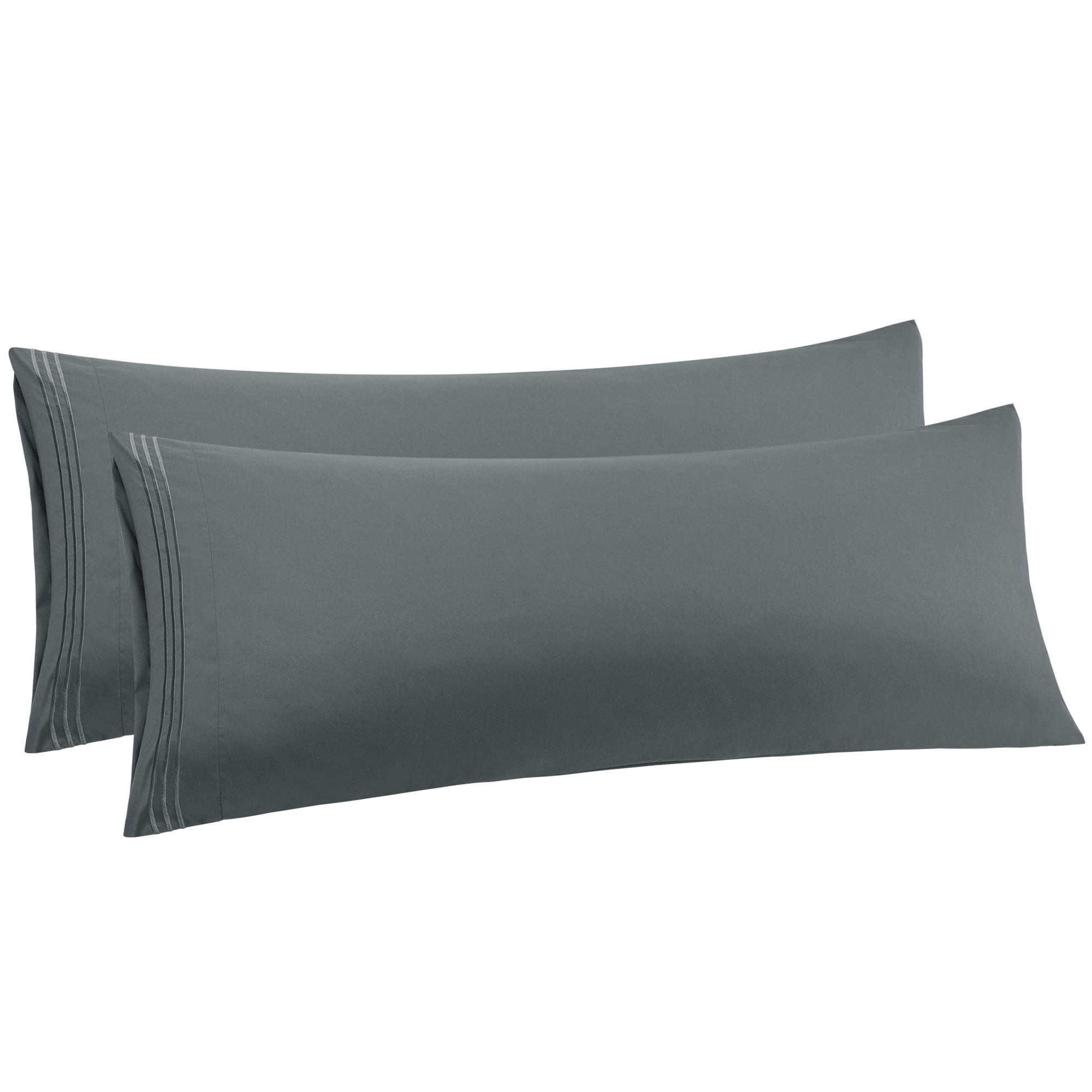 Unique Bargains Polyester Soft Zipper Closure Body Pillowcases 2 Pcs Dark Gray 20"x54"