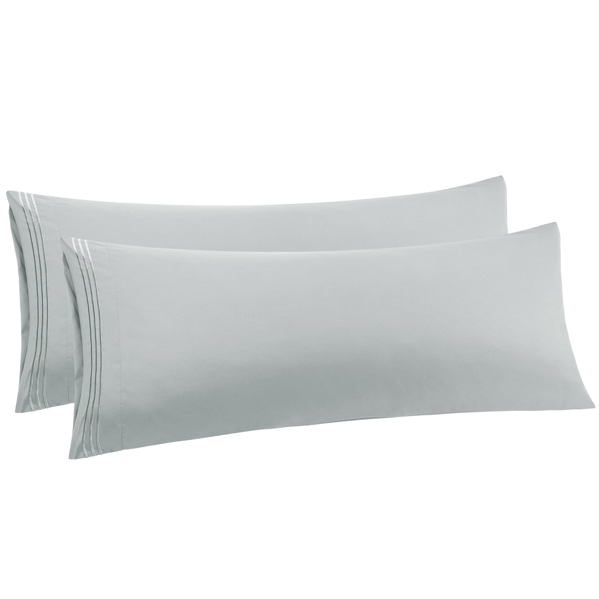 Unique Bargains Polyester Soft Zipper Closure Body Pillowcases 2 Pcs Light Gray 20"x54"