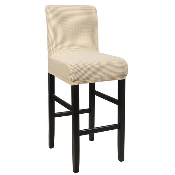 Unique Bargains Polyester Stretch Bar Stool Covers Elastic Band Mid Back Chair Slipcover Beige 1 Pc
