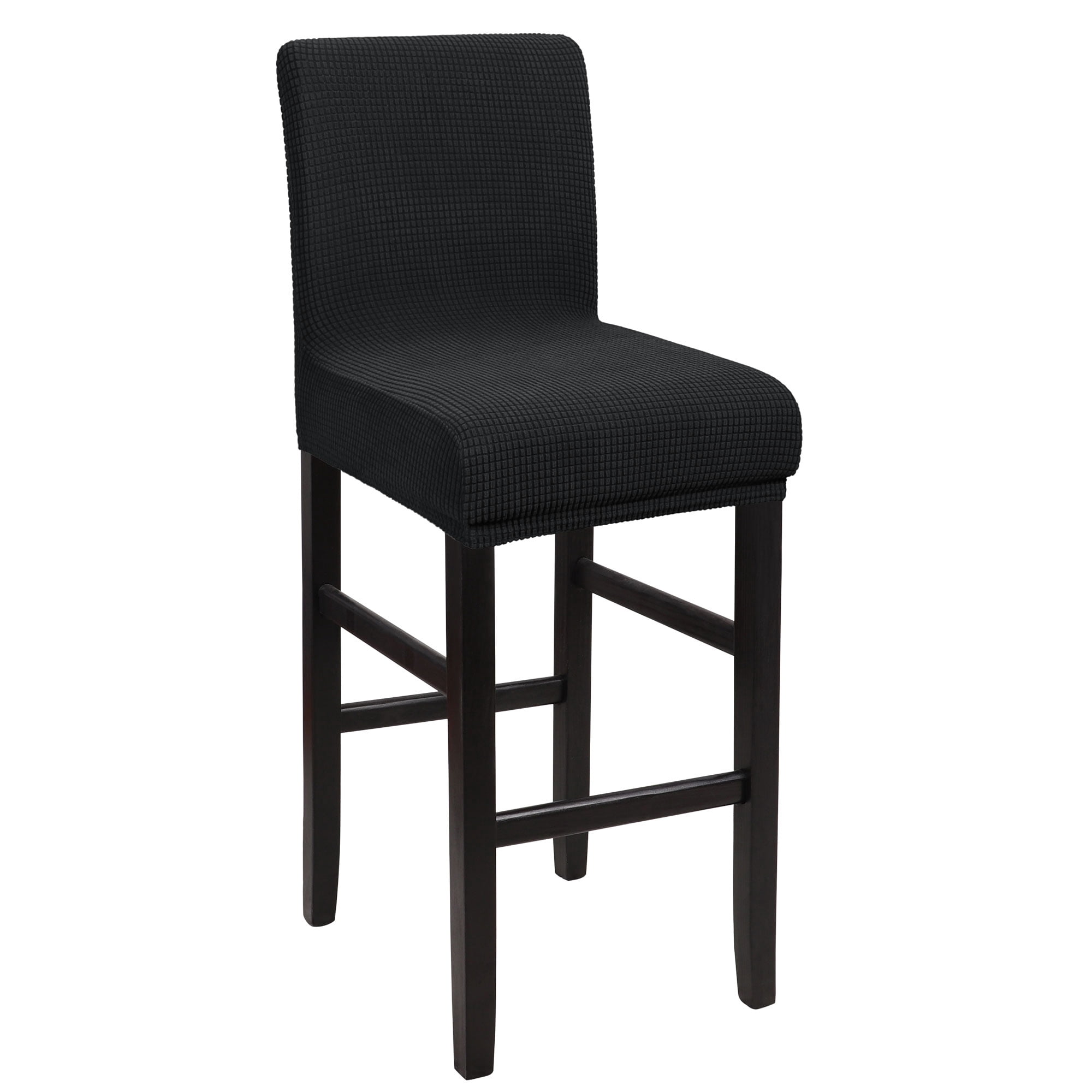 Unique Bargains Polyester Stretch Bar Stool Covers Elastic Band Mid Back Chair Slipcover Black 1 Pc