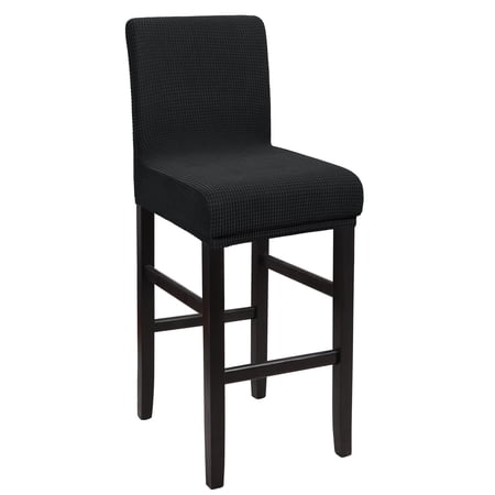 Unique Bargains Polyester Stretch Bar Stool Covers Elastic Band Mid Back Chair Slipcover Black 1 Pc