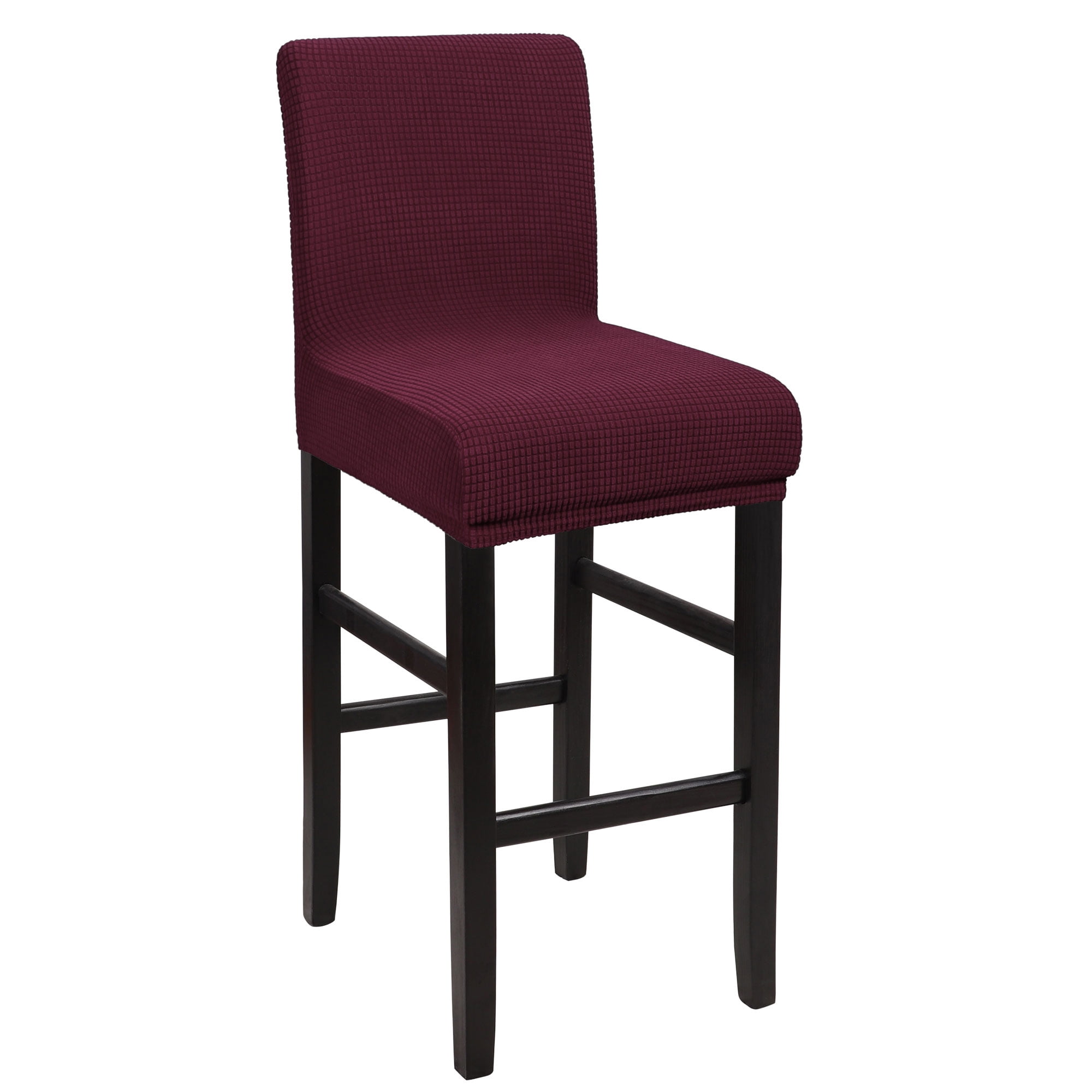 Unique Bargains Polyester Stretch Bar Stool Covers Elastic Band Mid Back Chair Slipcover Burgundy 1 Pc