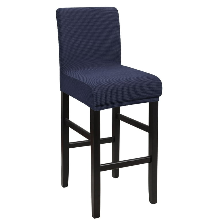 Unique Bargains Polyester Stretch Bar Stool Covers Elastic Band Mid Back Chair Slipcover Dark Blue 1PCS