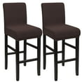 thumbnail image 1 of Unique Bargains Polyester Stretch Bar Stool Covers Elastic Band Mid Back Chair Slipcover Dark Brown 2 Pcs, 1 of 8