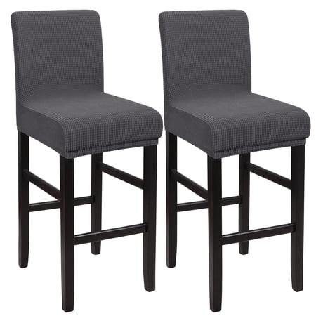 Unique Bargains Polyester Stretch Bar Stool Covers Elastic Band Mid Back Chair Slipcover Grey 2 Pcs
