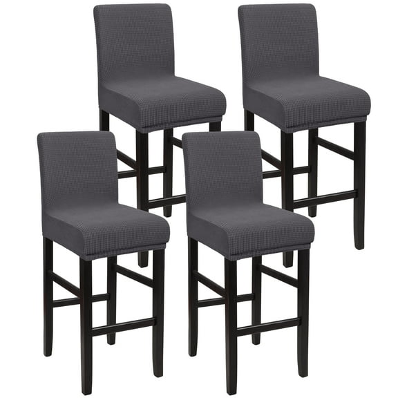 Unique Bargains Polyester Stretch Bar Stool Covers Elastic Band Mid Back Chair Slipcover Grey 4 Pcs