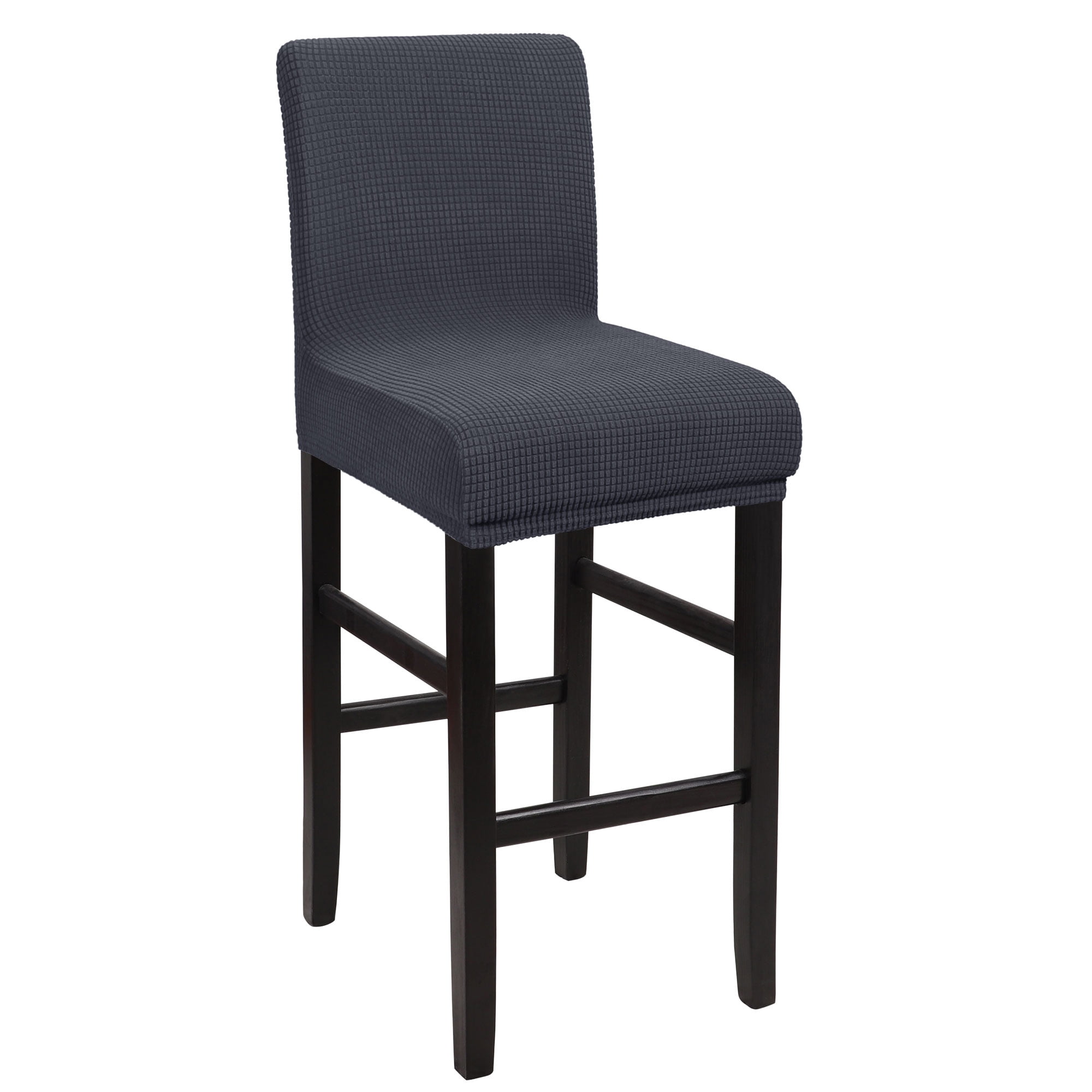 Unique Bargains Polyester Stretch Bar Stool Covers Elastic Band Mid Back Chair Slipcover Slategray 1 Pc