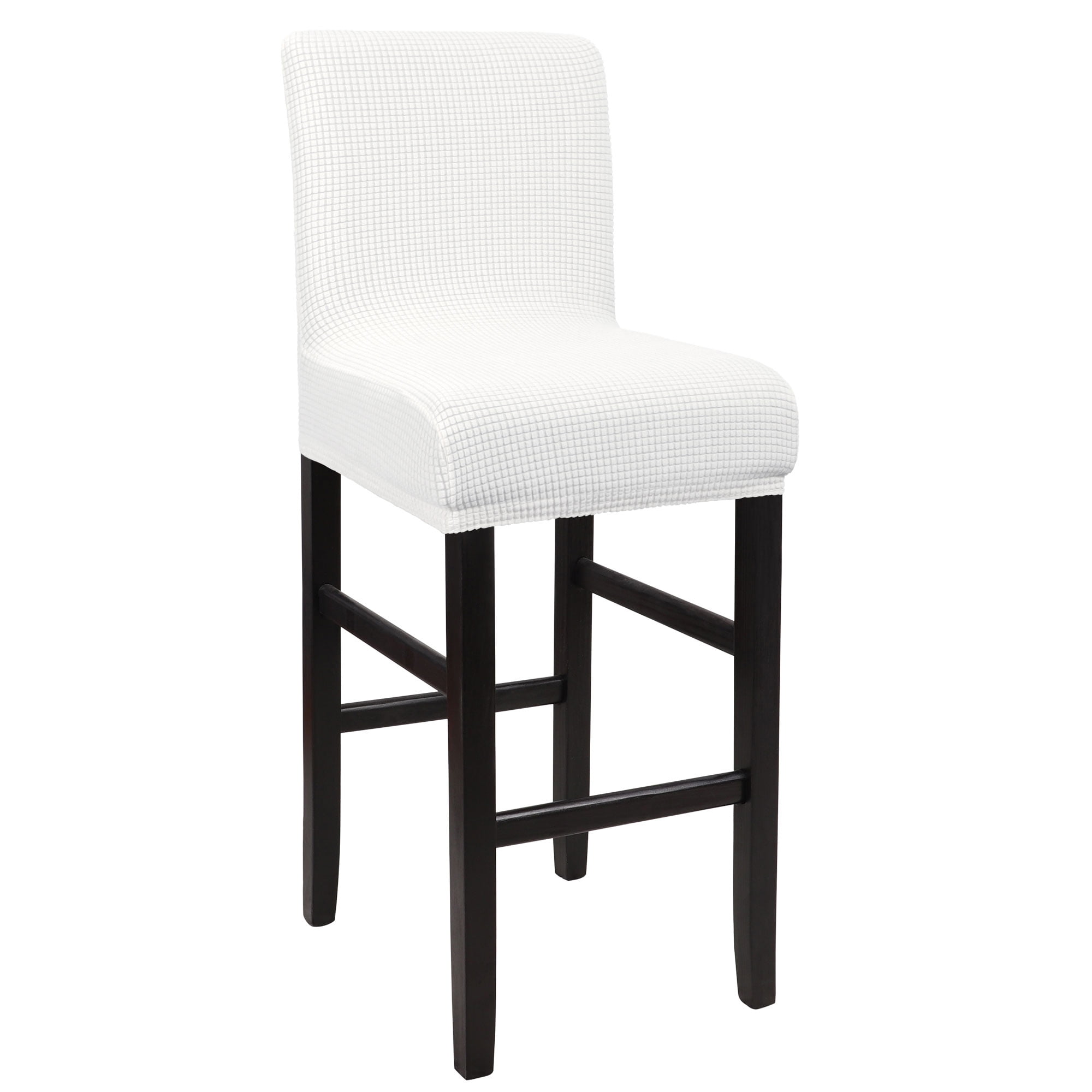 Unique Bargains Polyester Stretch Bar Stool Covers Elastic Band Mid Back Chair Slipcover Snow White 1 Pc