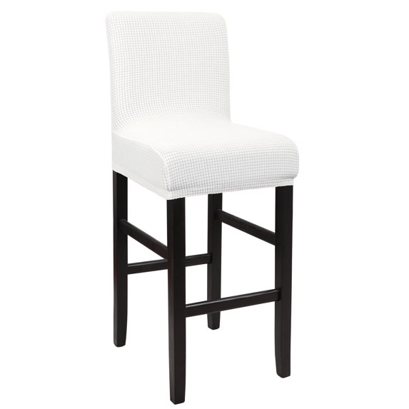 Unique Bargains Polyester Stretch Bar Stool Covers Elastic Band Mid Back Chair Slipcover Snow White 1 Pc