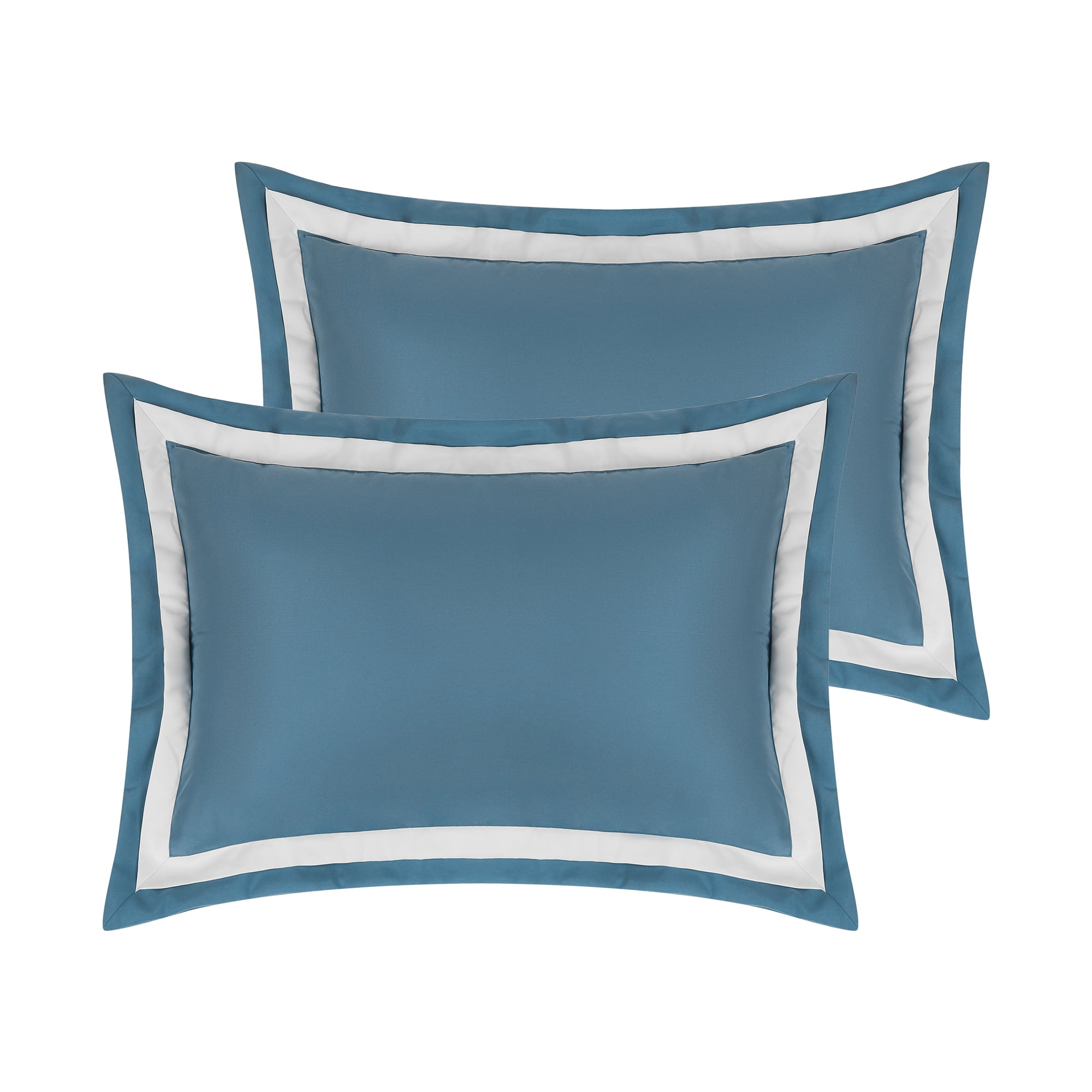 Unique Bargains Polyester Wrinkle Resistant Pillow Shams Set of 2 with Envelope Closure Queen Blue