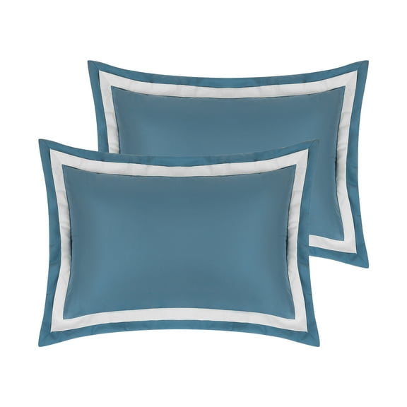 Unique Bargains Polyester Wrinkle Resistant Pillow Shams Set of 2 with Envelope Closure Queen Blue