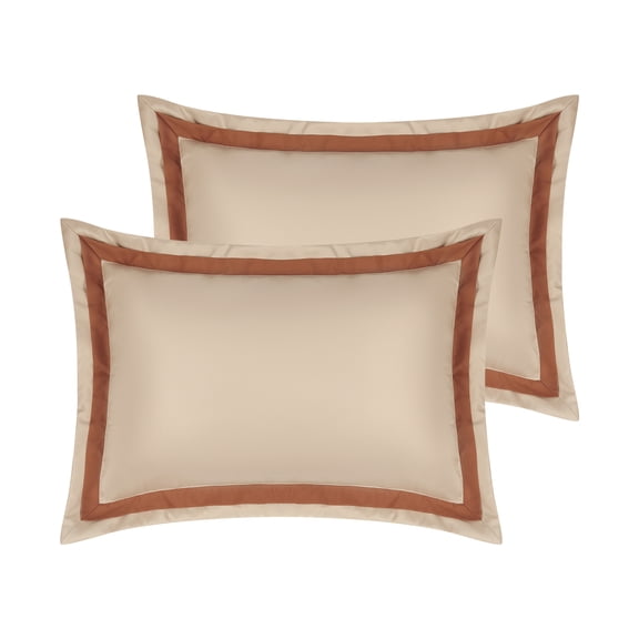 Unique Bargains Polyester Wrinkle Resistant Pillow Shams Set of 2 with Envelope Closure Queen Khaki