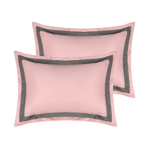 Unique Bargains Polyester Wrinkle Resistant Pillow Shams Set of 2 with Envelope Closure Queen Pink