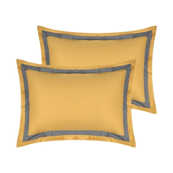 Unique Bargains Polyester Wrinkle Resistant Pillow Shams Set of 2 with Envelope Closure Queen Yellow