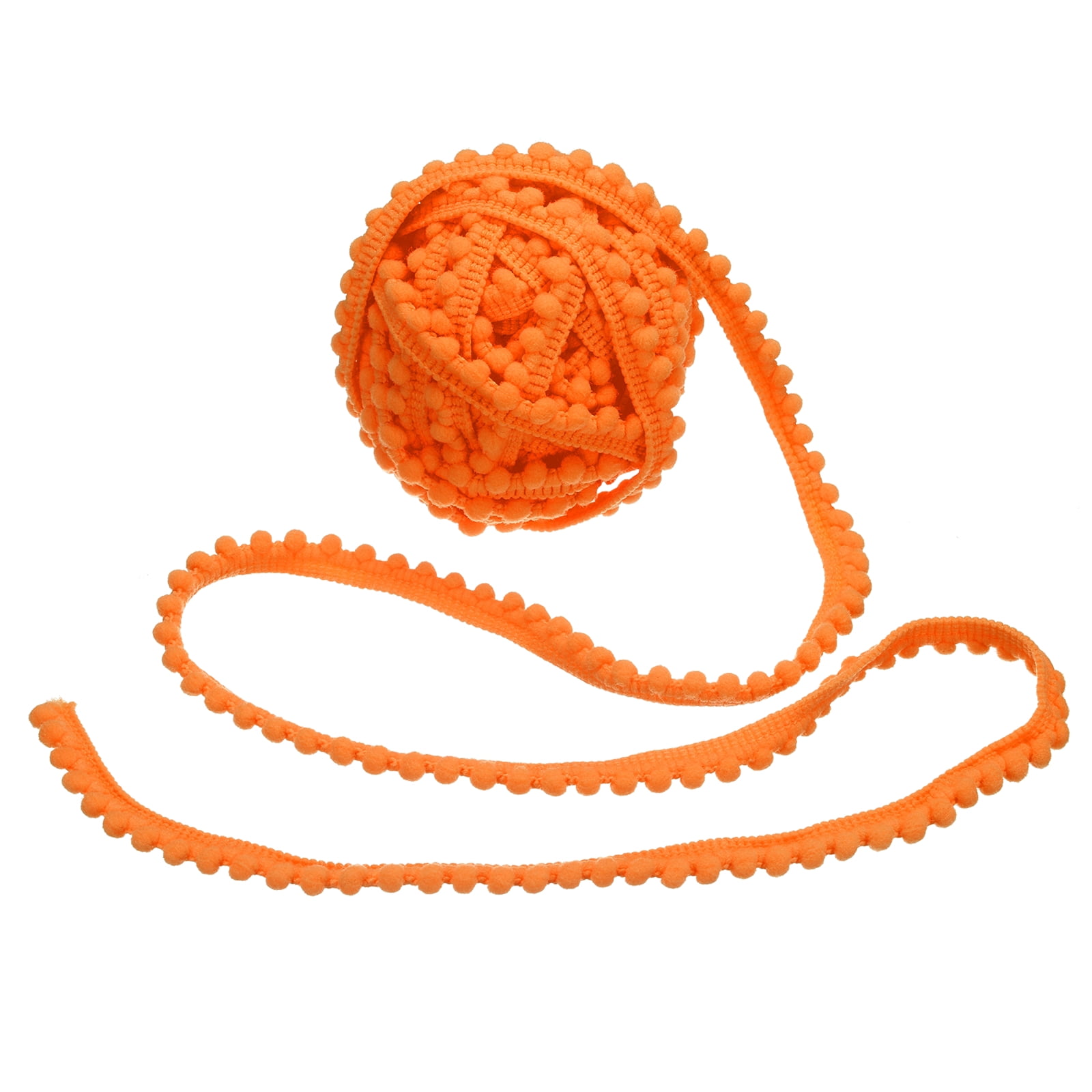 Unique Bargains Pom Trim Ribbon with Ball Fringe for DIY Craft Orange