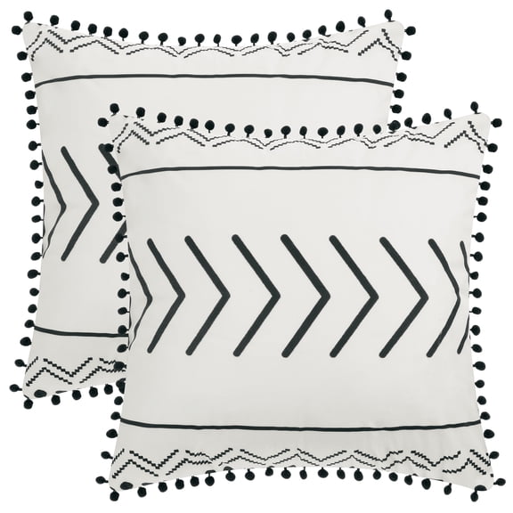 Unique Bargains Pompoms Throw Pillow Covers with Geometric Line Decorative Pillow Cases Geometry 18" x 18"