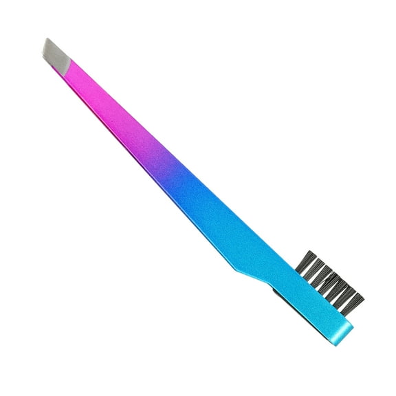 Unique Bargains Portable 2 in1 Eyebrow Shaping Tool Blue Gradient Rose Red Stainless Steel Eyebrow Clip Eyebrow Brush