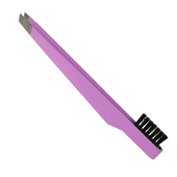 Unique Bargains Portable 2 in1 Eyebrow Shaping Tool Purple Stainless Steel Eyebrow Clip Eyebrow Brush for Women