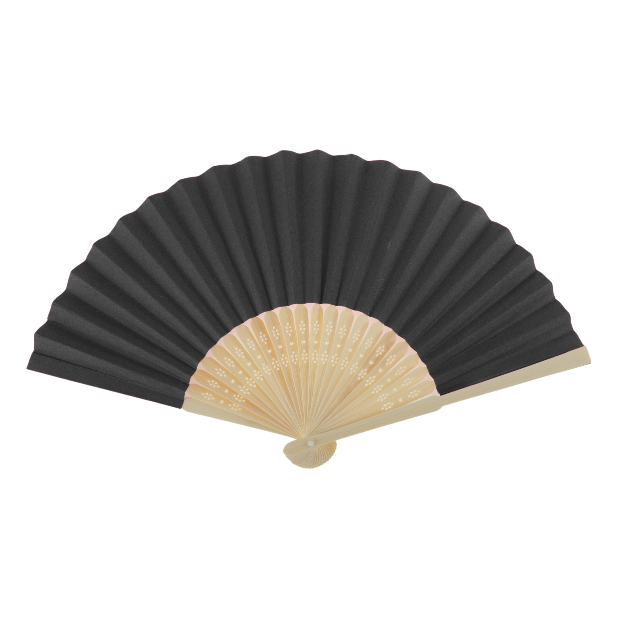 Unique Bargains Portable DIY 7-Inch Blank Folding Fan 1 Pc Black