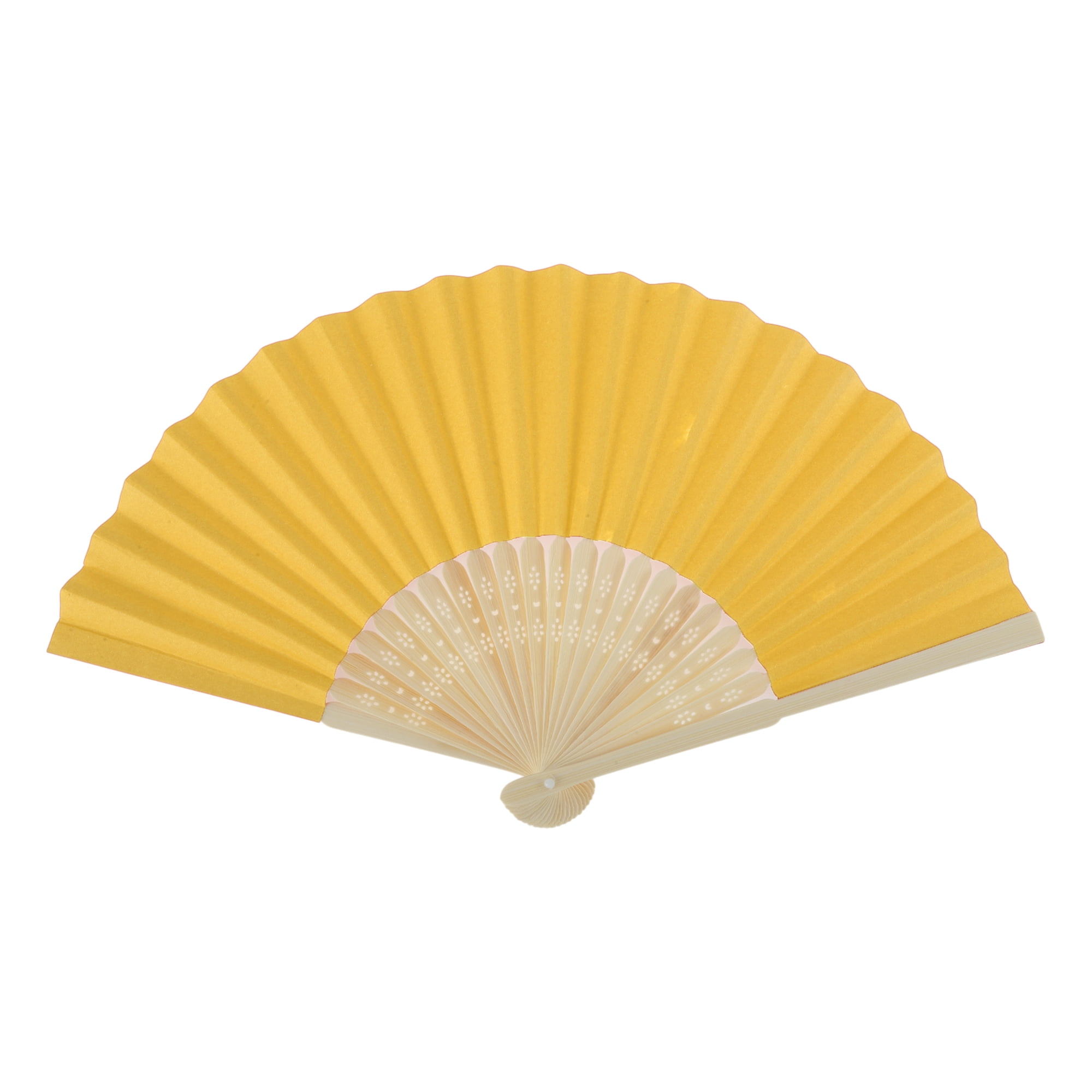 Unique Bargains Portable DIY 7-Inch Blank Folding Fan 1 Pc Golden Yellow